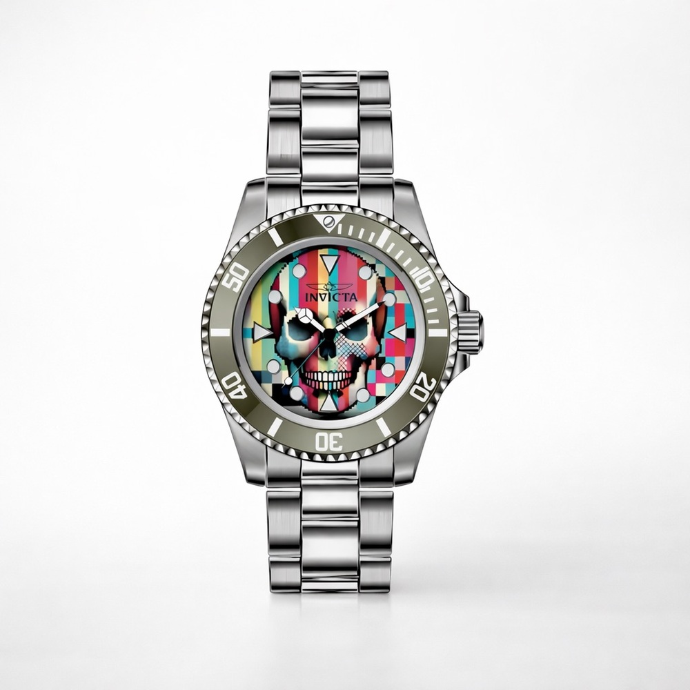 New Invicta 40mm Pop Art Limited Edition Multi Color Skull Dial Quartz 200m - Picture 4 of 5